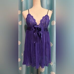 Victoria's Secret purple lace nightie, slip lingerie- M